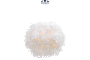 iDEGU Lustre Suspension Ø 30cm Lustre Plume Blanche Suspension Luminaire pour Chambre