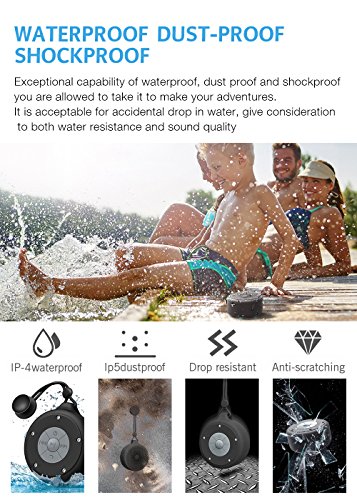 AOOE-Mini-Portable-Bluetooth-Speaker-Waterproof-Shower-Speaker-5W-Outdoor-Speakerphone-for-Handsfree-Suction-Cup-and-Practical-Buckle-for-Outdoor-Shower-Black