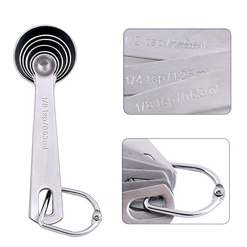 comprare on line Vicloon Set of 6 Misurini in Acciaio Inox 18/8, Measuring Spoons per Misurazione Ingredienti Asciutti o Liquidi per Infornare e Cucinare prezzo