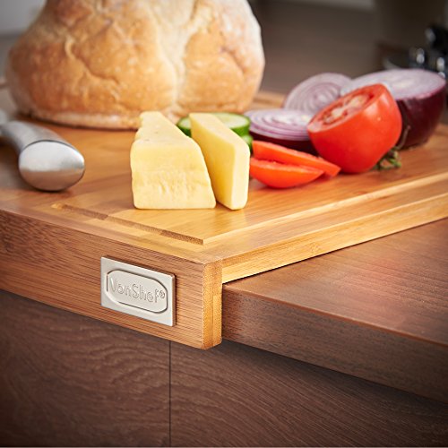 VonShef 100 % Bambus Holzschneidebrett mit Kante – 45.3 x 35.2 x 4 cm - 3