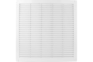 VONLIS® - Griglia di ventilazione, griglia di scarico dell’aria, griglia lamellare, in plastica, rettangolare, 300 x 300 mm, colore bianco