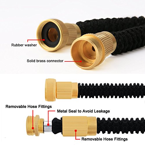 Crenova 15M FlexiSchlauch, Flexibler Gartenschlauch, Wasserschlauch Dehnbarer mit Doppellatexkern, massiven Messing Steckverbinder und Extra Stark Stoff für Gartenbewässerung und Autowaschen - 2