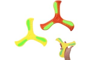 WUSJCOF Boomerang de tres alas (2 piezas) con fluorescencia nocturna, Aleatorio, Espuma, 20 cm, Suave, Ligero, Interior y Exterior, Juego de Lanzamiento, A Partir de 6 años (Rojo, amarillo)