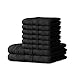 Produktbild Handtuch-Set 8-teilig 10 Farben, viele Größen 100% reine Baumwolle Frottee ca. 600g/qm Set Inhalt 6x Handtuch je 50 x 100 cm + 2x Duschtuch je 70 x 140 cm CelinaTex Capri 0002960 schwarz