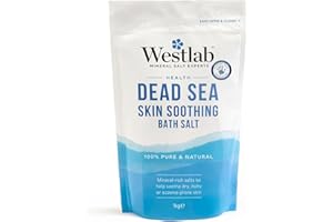 Westlab - Soothing Dead Sea Salt - 1kg Resealable Pouch - 100% Natural, Pure & Unscented Mineral Salts - Nourishes & Soothes Dry, Irritated Skin