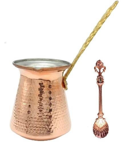 Cafetière Turque En Cuivre Martelé 200ml - Cezve Handmade - Pour Café Grec/Arabe