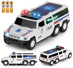 zest 4 toyz Police Car Toy for Kids with Light & Siren Sound 360 Degree Rotating Bump and Go Action for Boys & Girls (Pack of 1) White