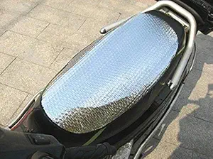 LAVNIK Bike Cover Aluminum Foil Sun Shade Seat Cover for All 2 Wheelers, Insulation Cushion Motorcycles Seat Cover Cushion Sunscreen Pad Waterproof Sunscreen Durable Scooter Seat Cover with Elastic Band