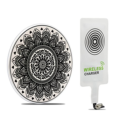 ZXK CO Totem Bildserie Drahtlose Qi Ladegerät Ultra Dünn Qi Wireless Charger Induktive Ladestation für Samsung Galaxy S6, S6 Edge, Note 5, Nexus 7 2nd Gen, Nexus 4/5/6, LG Optimus Vu2/G2/G3, Nokia Lumia 920/1020/928, Nexus 5 und Andere Qi-fähige Handys und Tablets- Inbegriffen Universal Qi Receiver