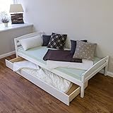 Homestyle4u Funktionsbett Holzbett Kinderbett Jugendbett 90x200 weiß Bettkasten Einzelbett