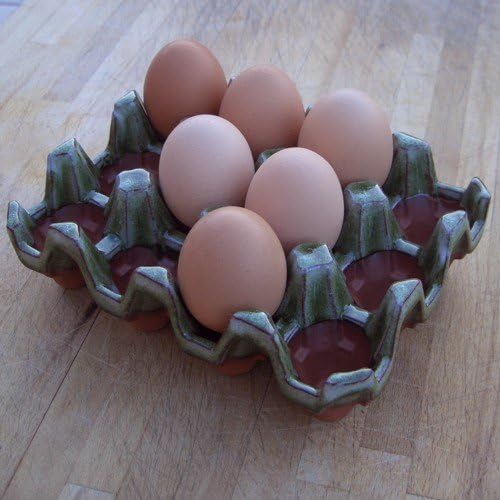 Egg storage rack terracotta for 12 eggs apple glaze