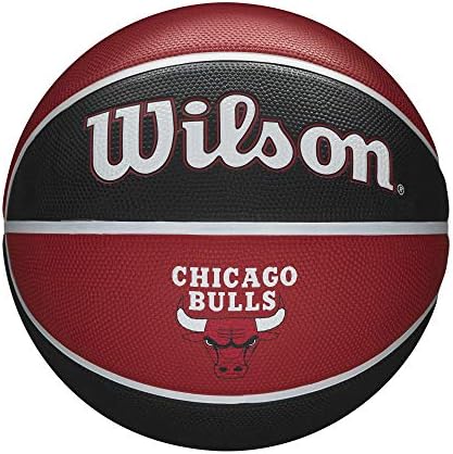 Wilson Pallone da Basket NBA TEAM TRIBUTE BSKT, Utilizzo Outdoor, Gomma, Misura 7, Rosso/Nero (Chicago Bulls)