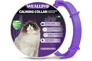 WEALLIN Collare Calmante per Gatti, Regolabile e Impermeabile Collari Calmanti, 60 Giorni di Protezione, Rilievo di Ansia Collare ai Feromoni per Gatti di Taglia Piccola, Media e Grande(1pz, Viola