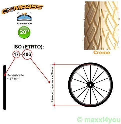 01022010c-1 1 x Compass Bike Tyre Flat Tire Protection Cream 20 x 1.75 47-406