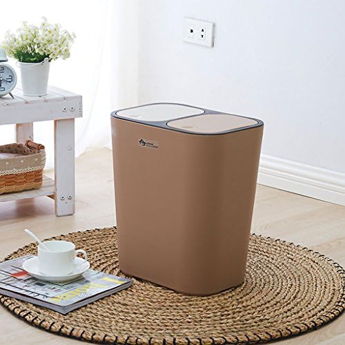 Double Cover Trash Kitchen Living Room Home Rectangular Plastic ( Color : Light brown )