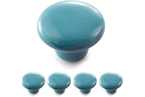 Ganzoo Möbelknöpfe 4er Set aus Porzellan/Keramik blau- Möbelgriff Türknauf Schrankgriff Schrankknopf Möbelknauf - Knauf & Griff in Vintage Shabby Landhaus Antik für Möbel Schublade Schrank by
