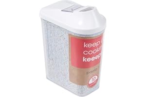 keeeper Contenitore per Alimenti Sfusi, Coperchio Dosatore Regolabile, Plastica Priva di BPA, 1 L, 11 x 6,5 x 19 cm, Paola, Bianco