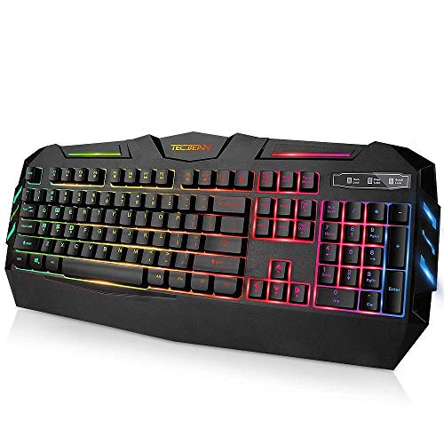 TEC.BEAN Rainbow Gaming Teclado Retroiluminado Teclado de Oficina - UK Layout
