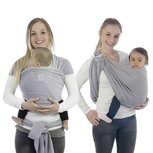 BabyBino 2 in 1 Baby Ring Sling & Tragetuch , Tragehilfe für Baby Babytragetuch für Früh & Neugeborene in Premiumqualität inklusive Trageanleitung & Geschenkverpackung + Gratis Geschenk