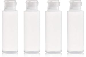 VASANA - 4 flaconi da viaggio in plastica trasparente, 100 ml, 100 ml