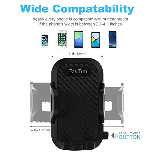 Supporto Auto Smartphone, FayTun Supporto da Auto Universale per Smartphone - Supporto Auto Porta Telefono a Morsa Con Applicazione a Bocchette d'Aria per iPhone, Samsung, LG, Nexus, HTC, Motorola, Sony, Nokia e tanti altri