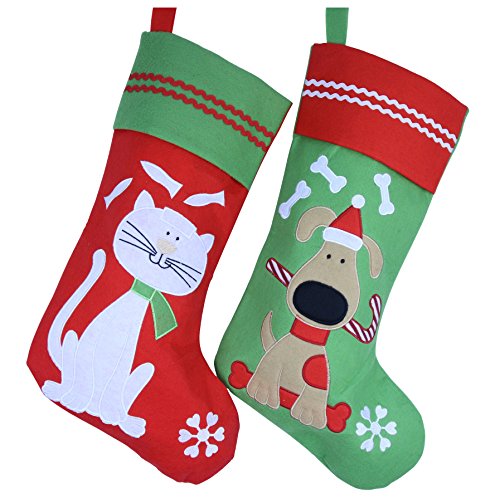WEWILL Schöne gestickte Tiere Muster Weihnachtsstrümpfe Hund oder Katze 16-Inch/ 40CM Länge
