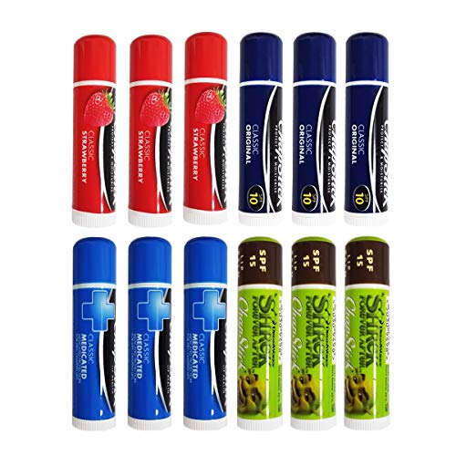 Sabor mixto de bálsamo para labios Chapstick (3 manzana shrek, 3 fresas, 3 medicadas, 3 originales)