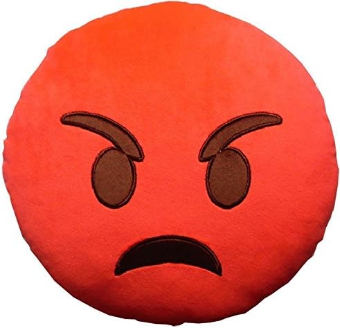 Minifamily® 32cm Emoji Pillow Smiley Emoticon Cushion Stuffed Plush Soft Toy Doll Gift Home Decor (Angry)