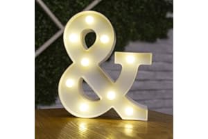 anso Alphabet LED Letters Light Up Numbers White Plastic Letters Standing Decor A to Z 0~9 (Symbol &)