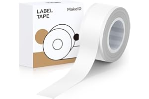 ‎MAKEID MakeID Etikettenband Kompatibel für L1/ E1 Selbstklebendes Kunststoff als Schriftbänder Ersatz 0.47" x 13' (12mm x 4m) Weiß