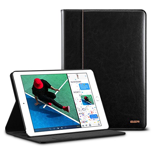 Neues iPad 9.7 2017 Hülle, ESR® Intelligent Bildserie Cover Unternehmen Stil Case PU Ledertasche mit Auto aufwachen / Schlaf Funktion Schutzhülle für Neue iPad 9.7 Zoll 2017 (Schwarz)
