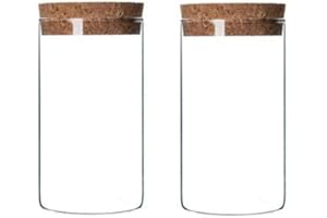 ERICOTRY 2 botellas de vidrio vacías de 300 ml/10 onzas con tapón de corcho, rellenables para alimentos secos, frascos de almacenamiento para té de flores, frutos secos, condimentos y otros artículos