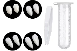 AONAT 4 Pares Dientes de Vampiro Halloween, Colmillos de Disfraz en 4 Tamaños con Adhesivo, Dientes Falsos para Cosplay Fiesta de Disfraces Adultos 13/15/17/19 mm