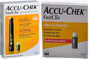 ARROWEDGE Accu FASTCLIX 200 PLUS 4 LANCETS + Chek FastClix Lancing Device (Finger Pricker)
