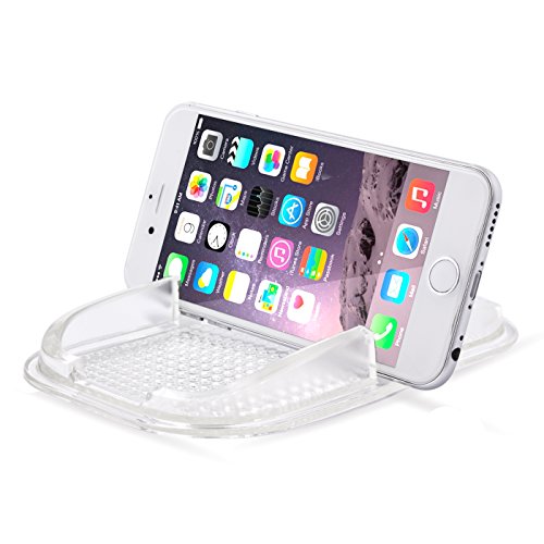 Preisvergleich Produktbild HaftPlus - Antirutschpad, Wiederverwendbare Klebematte Auto, KFZ Klebepad transparent, Antirutschmatte mit Handyhalterung - Größe: 15 cm x 10 cm x 2 cm