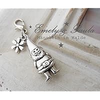 Anhänger Charm Zwerg versilbert Gartenzwerg Wichtel Waldmännlein 3D