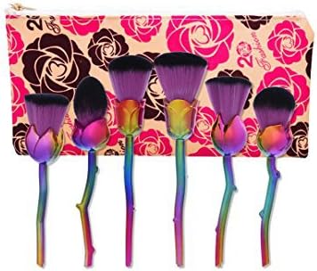 Vanity Makeup Brushes MINPE Real Techniques Professional 6 Pcs Makeup Brushes Powder Eyeshadow Eyebrow Eyeliner Blush Cosmetic Concealer Brushes Set With Pouch-(Purple)