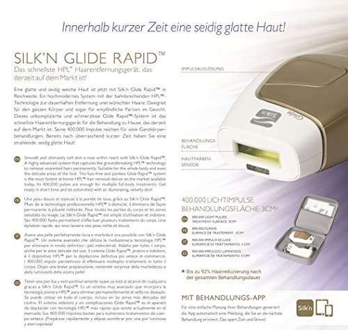 Silk’n Glide Rapid 400.000 Lichtimpulse – HPL Technologie – Klinisch erprobte Dauerhafte Haarentfernung für Gesicht und Körper mit intelligentem Hautfarben-Sensor - 7