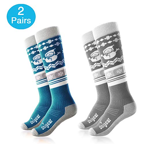 Unigear Chaussettes de Ski pour Enfant, Longues et Thermiques Chausettes pour Filles et Garçons Idéal pour Ski Snowboard et d'Autres Sports d'hiver