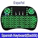 Produktbild Spanische I8 Mini-Tastatur 3 Farbe Hinterleuchtet I8+ Lithium-akku Hintergrundlight Air Mouse Remote Control Touchpad Handheld Tv Box Laptop AAA-Batterie verwenden 7 Farbe hinterleuchtet