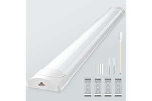 Lightasea 30W LED Batten Light 6500K Daylight, 3FT 90cm Linkable LED Garage Lighting, 3000LM Super Bright LED Fluorescent Lights with 20cm Power Cord for Garage Workshop Office