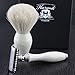 Haryali london Hand Assembled Sophist Collection Elegantly Designed White Badger Hair Shaving Brush With Safety Razor & Pack Of Wilkinson Blades.