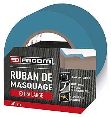 FACOM 84421 Ruban de masquage Clean Paint 30 m x 50 mm extra large, Bleu