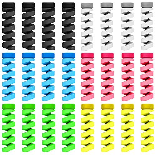 Larcenciel Protecteur de câble/ Réparation de fil/ Étui pour câble pour animaux de compagnie/ Couvercle d'identification du cordon, 24 Pc Protecteur Écouteur adaptateur de casque USB câble Manchon