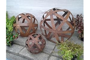 ASSOCU Boule de 50 cm en métal rouille fer patine streifenbandkugel de jardin