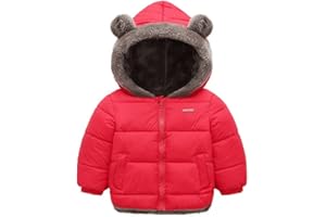 Natashas Baby Kinder Winterjacke Mantel mit Kapuze Jacke Warm Baby Niedlich Plüsch Bärenohren Jungen Mädchen Baumwolljacke
