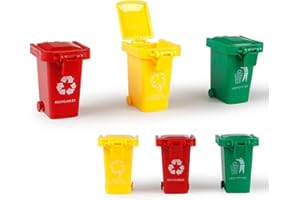 LUMoony 3Pcs Mini Poubelle colorée Il y a 2 Roues au Fond de la Poubelle pour Rouler Mini Poubelle de Table Poubelle Petite Poubelle Jouet pour Enfants