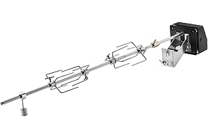 RÖSLE ALLFLAME Drehspieß, Rotisserie-Spieß für Grill, Edelstahl 6-Kant-Spieß bis 10 kg, Elektromotor mit Netzteil, 3 U/min, Silbern/schwarz