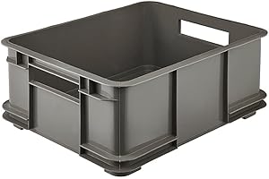 keeeper Contenedor de almacenamiento con asas, Euro-Box L, Procyclen, 20,5 l, Bruno Eco Line, Eco-Gris