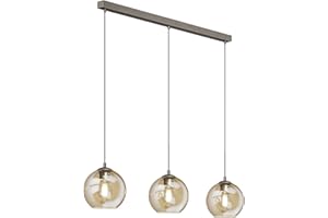 ‎LINDBY Lindby Esstisch Pendelleuchte/Hängeleuchte Glas Metall, Hängelampe 3x E27 max. 60W, ohne Leuchtmittel, Wohnzimmer, Glasleuchte amberfarben